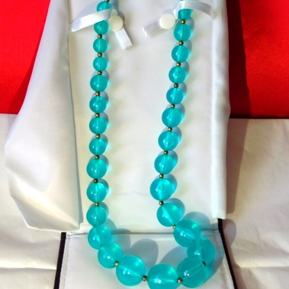 Summer Pool Graduated Translucent Turquoise Beads… - image 4